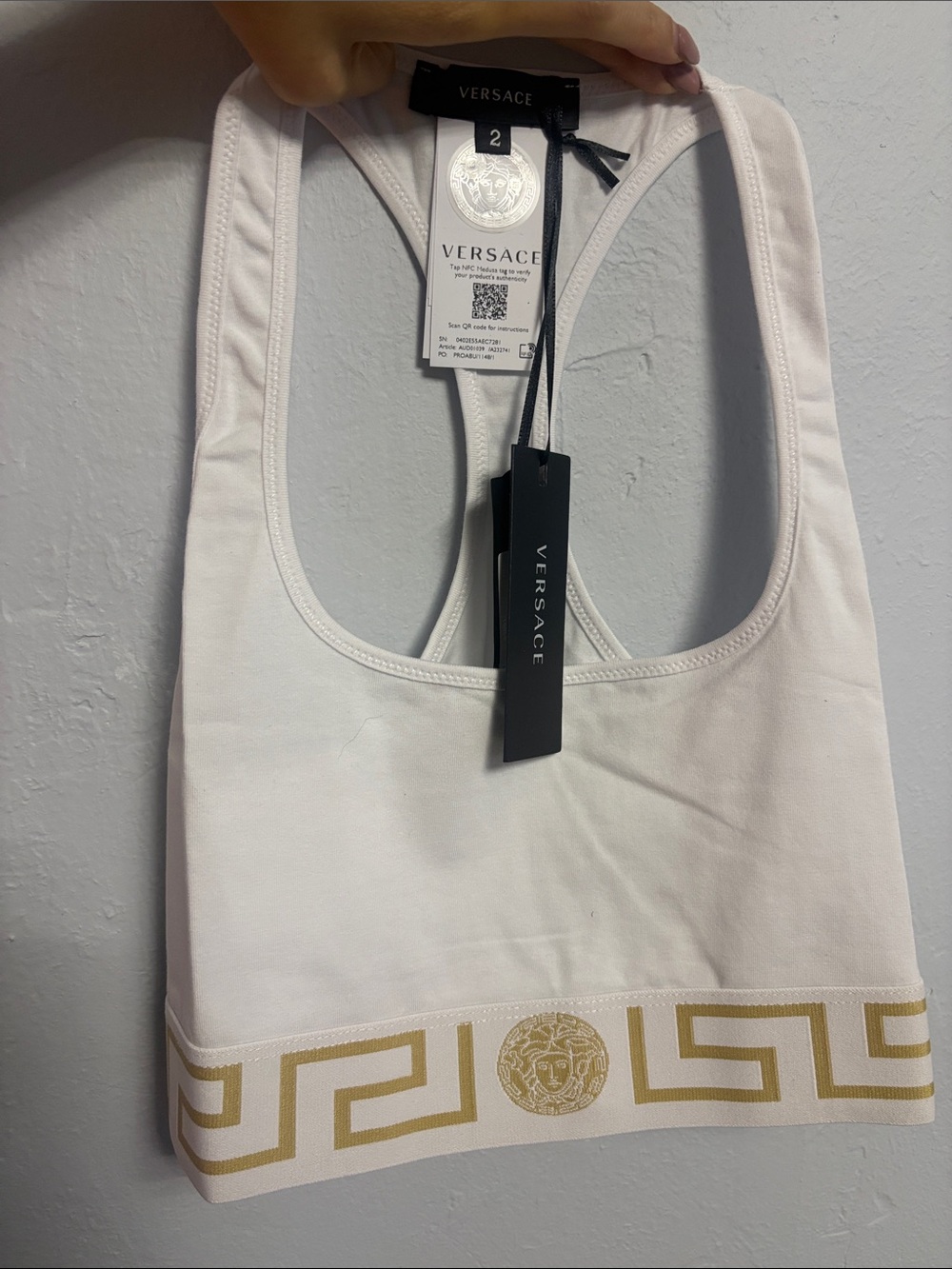Versace White and Gold Mini Bag with Medusa Border